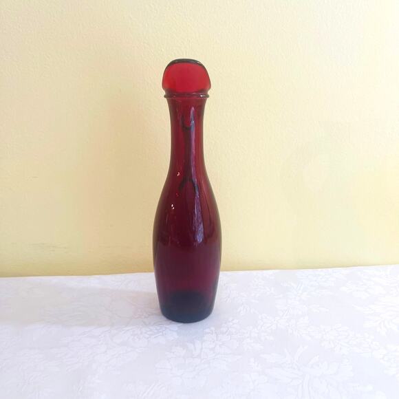 Vtg Anchor Hocking Red Depression Glass Pitcher Cruet Vase Royal Ruby Red - Picture 3 of 10